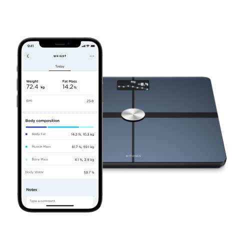 WITHINGS Body Smart - Accurate Scale for Body Weight and Fat Percentage,  Body Composition Wi-Fi and Bluetooth, Baby Weight Smart Scale Apple
